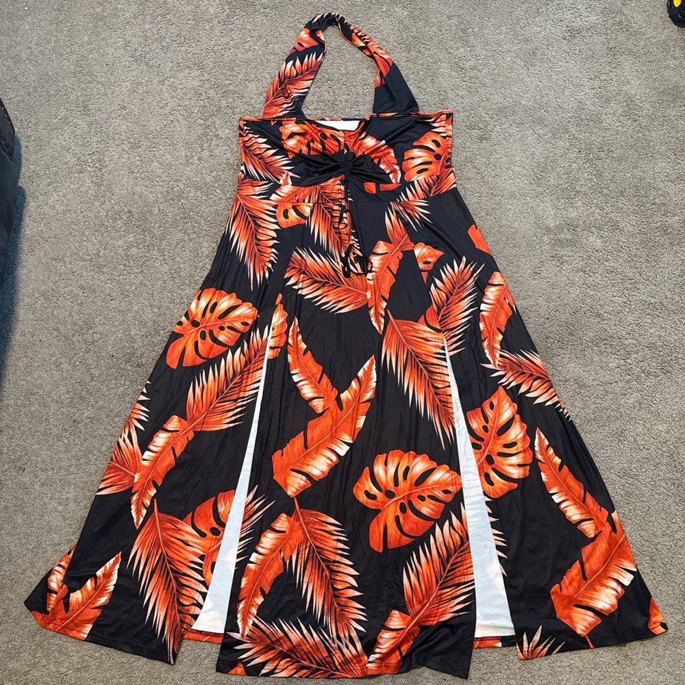 Tropical Halter Maxi Dress
